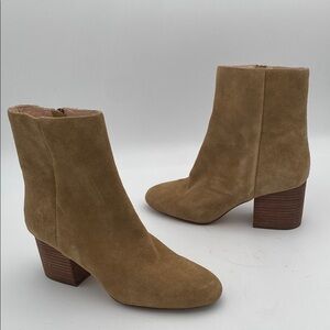 J. Crew Tan Ankle Booties women 10 Block Heel suede tan casual dress event Y2K